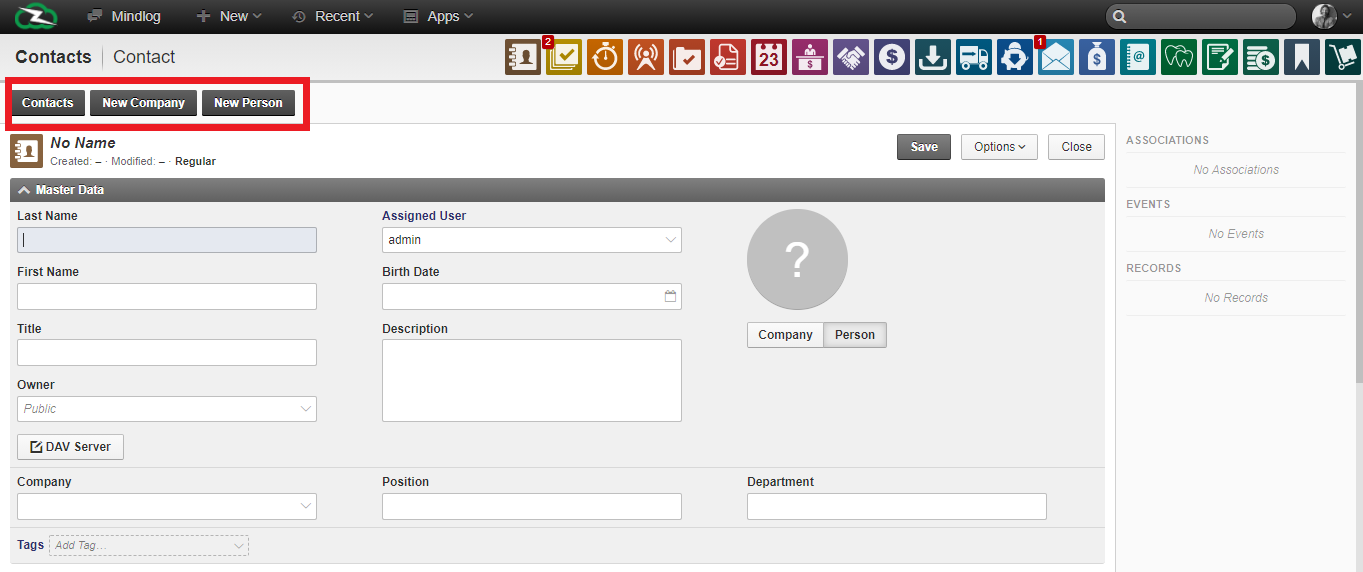 new contact or company